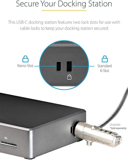 StarTech.com USB C Dock - Triple 4K Monitor USB Type-C Docking Station - 100W Power Delivery - DP 1.4 Alt Mode & DSC, 2X DisplayPort 1.4/HDMI 2.0-6xUSB (2X 10Gbps), SD - Windows/Chrome (DK31C2DHSPD)