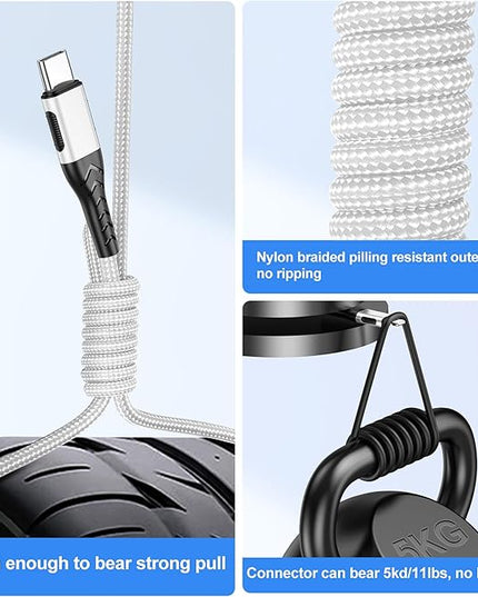 Durcord USB C Cable, 2Pack 6ft Fast USB Type C Charging Cable for Android/Phone/Pad/Laptop, Type C Charger Braided USB Cable Bright Silver
