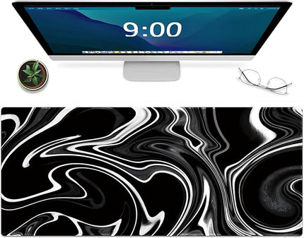 Gaming Mouse Pad XXL XL Large Mouse Mat Long Extended Mouse Pad Desk Mat Non-Slip Rubber Mice Pads Stitched Edges Thin Pad (Wave Black)