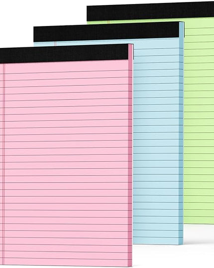 Zaviko Legal Pads 8.5 x 11 Colored Note Pads 8.5 x 11, 3 Pack Notepads 8.5x11, Pink Notepad 8.5x11 Legal Pad, Notebook Paper for Home Office Supplies, Lined Paper Pads 8 1/2 x 11, 30 Sheets/Pad