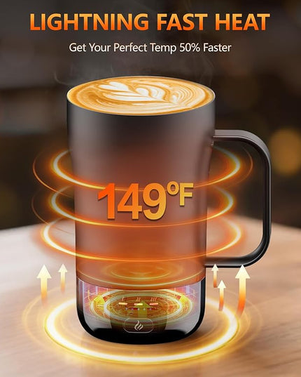 Self-Heating Coffee Mug, 14oz Heated Coffee Mug Rechargeable - Temperature Control Cup Keep Drinks Hot, Smart Cup Great Gift for Women & Slow Sippers