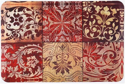 J&V TEXTILES Anti Fatigue Cushioned Comfort Mat, Ergonomically Durable, Supportive, Padded, Thick and Washable, Stain-Resistant, Kitchen, Garage, Office Standing Desk Mats (Red Mosaic)