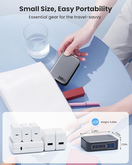 USB C Charger 200W USB Charging Block,6 Ports GaN IV Foldable Wall Charger Outlet Plug,QC4.0 Fast Charging Station Hub,PD 65W Laptop Adapter for MacBook Pro/Air,Dell,iPhone 16/15,Galaxy,Steam Deck