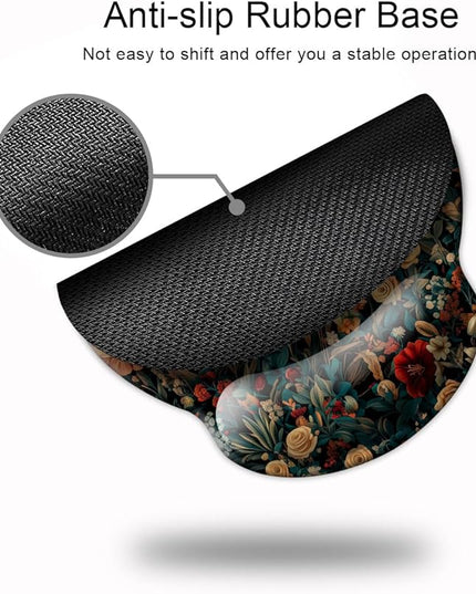 Ergonomic Mouse Pad with Wrist Support,Mouse Pad with Wrist Rest,Relieve Wrist Pain Mousepad Non-Slip Rubber Base,Mouse Pads for Desk,Computers,Laptop,Office,Home,Accessories Retro Flowers