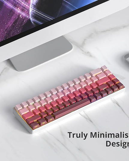 Cherry Profile Side Printed PBT Keycaps, 135 Key Minimalist Double Shot Shine Through Custom Keycap, Gradient Key Cap for Cherry MX Switches Mechanical Keyboard (Rouge/Side Print)