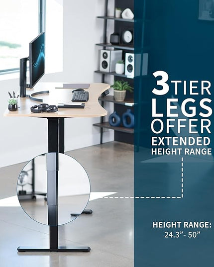 VIVO Electric 63 x 32 in Dual Motor Standing Desk, Memory Height Adjustment, 2B Series, Light Wood Top Black Frame, DESK-KIT-2B1C