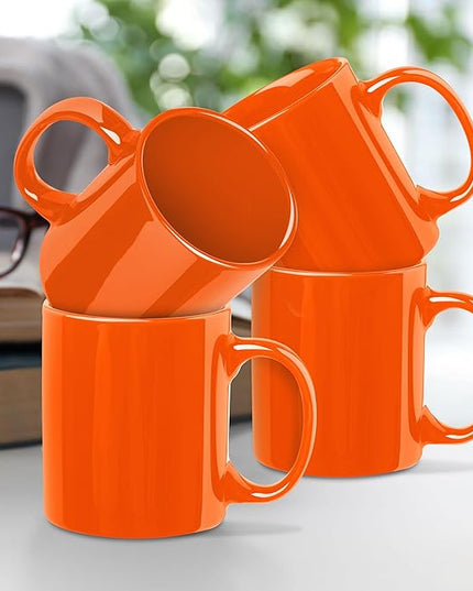 DISCOUNT PROMOS Ceramic Coffee Mugs 11 oz. Set of 10, Bulk Pack - Coffee cup set, Iced coffee cup, Gaming mug - Orange