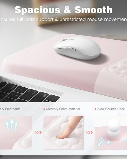 Ospelelf Mouse Pad with Wrist Rest Ergonomic Comfortable Pain Relief Mousepad Wrist Support for Computer Solid Pink