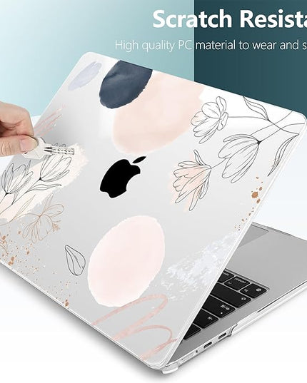 DONGKE for M4 MacBook Air 13.6 Inch Case 2025 2024 2023 2022 Model A3240 A3113 A2681 M3 M2 Chip, Plastic Hard Shell Case Cover with Touch ID for MacBook Air 13 Inch M4 - Abstract Flowers