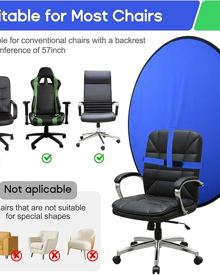 Portable Blue Green Screen Chair, 57 in Greenscreen Backdrop with Stand 2-in-1Double Sided Foldable Green Background, for Video Chats and Meetings, Photography, Photo Zoom, Streaming Games