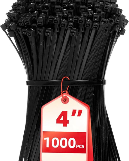Zip Ties 4 inch, 1000 Pack Small Zip Ties, Self-Locking Nylon Cable Ties with 18 lbs Tensile Strength,Wire Ties for indoor and outdoor use.