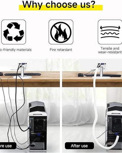10ft 1/2 inch Cable Management White Cord Cover, Cable Organizer Cord Hider for Wall Mount TV for Computer Electrical Wire Power Cord Audio Video Cable, White