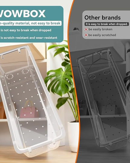 WOWBOX 44 PCS Clear Plastic Drawer Organizer Set, 5 Varied Size storage Bins and Desk Drawer Organizer Trays for Makeup, Gadgets, Jewelry and Utensils in Bathroom, Bedroom and Office, Clear
