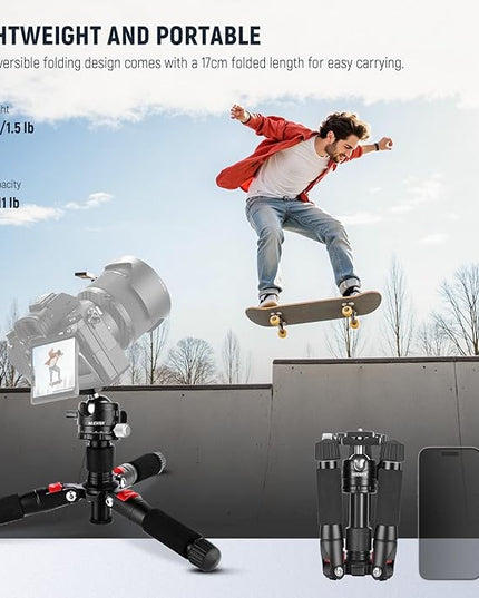 NEEWER Portable Desktop Mini Tripod + X11 2 in 1 Teleprompter 11 Inch with Monitor for Windows MacOS, Aluminum Alloy 20''/ 50cm Desk Stand with Ball Head for DSLR Camera Camcorder, Max Load 11 lb/5 kg