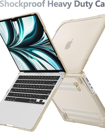 Batianda for M4 MacBook Air 13.6 inch Case 2025 2024 2022 Release Model A3240 A2681(M2) A3113(M3), Heavy Duty Shockproof Protective Hard Shell with Fold Kickstand & Keyboard Cover, Khaki