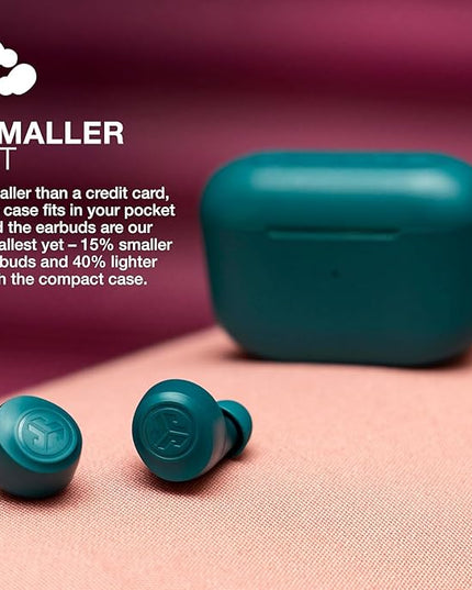 JLab Go Air Pop+ True Wireless Earbuds, in Ear Headphones, Bluetooth Earphones, 35H Playtime Ear Buds, Bluetooth Earbuds with Microphone, USB-C Charging Case, Dual Connect, EQ3 Sound, Teal