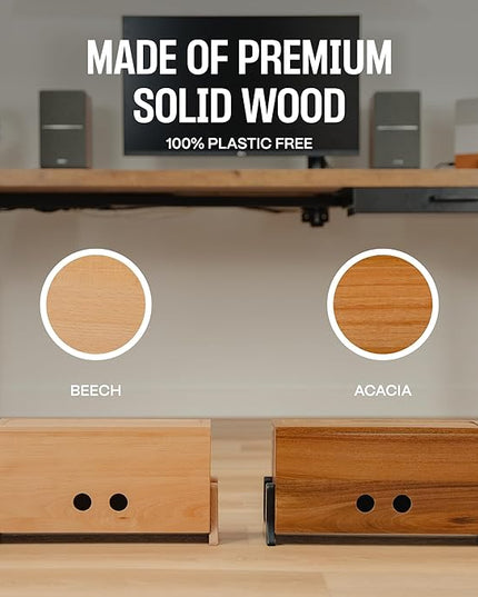 Extra Large Cable Management Box, Wood Cord Hider Box & Organizer for Power Strip, TV Wires & Desk Cable Storage