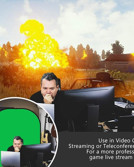 Neewer 5x7ft/1.5x2m Chromakey Foldable Backdrop with Stand 8.5ft/2.6m, 2-in-1 Reversible Green Blue Green Background Panel for Photography Studio, Live Streaming, Video Calls, Games