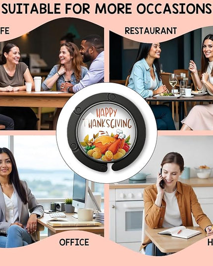 YAZMEEN Thanksgiving Turkey Foldable Purse Hook for Table, Happy Thanksgiving, Women's Handbag Hanger Holder, Portable Purse Table Hanger, Funny Desk Hook Gifts for Women Mom Wife Sister Friend BFF
