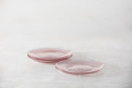 Fortessa Jupiter Hobnail Glass, 10.5" Dinner Plate (Set of 4), Pink