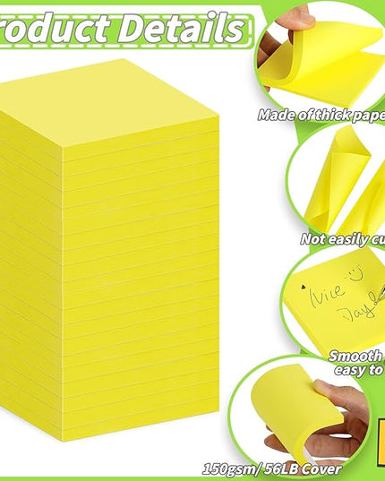 60Pack Yellow Sticky Notes 3x3, Yellow Sticky Pads, Self-Stick Pads,Self-Stick Pads 75 Sheets/Pad, Easy to Post for Teacher Student School Office Meeting Blank Desk Pads,Total 4500 Sheets