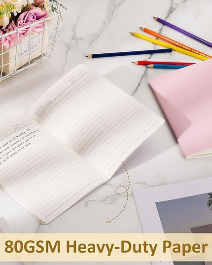 Ddaowanx 48 Pack Colorful Lined Notebooks, Journals in Bulk, 72 Pages, 36 Sheets,8.3x5.5 Inch, A5 Size, Travel Writing Notebooks Journal for Office School Supplie(Lined-48pack, 8 Colors)