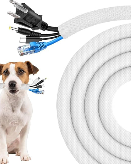 Secbolt Cord Protectors from Pets No Chew, 25ft - 1 inch Ultra Durable Cord Covers for Pets, Bite-Resistant Cable and Wire Protector for Cats, Dogs, Rabbits - White