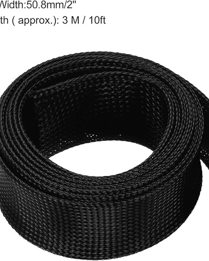 uxcell Expandable Sleeving, 2-inch 10ft Cable Sleeve, Black