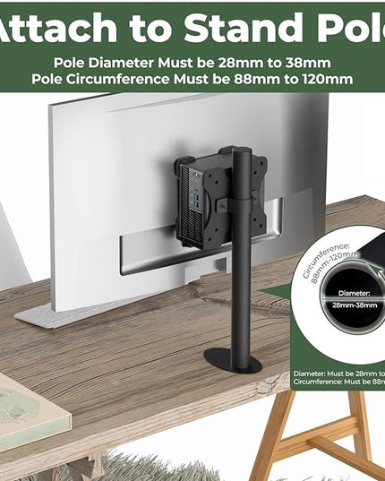 Adjustable Thin Client Mini PC Vesa Mount to Wall, Under Desk, Attached to Monitor Arm and Stand Pole for HP, Dell, Bosgame Ryzen 5, GMKtec K11, Bmax B3, KAMRUI E3B, NUC, Mac mini and Small CPUs