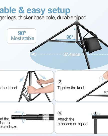 EMART 10x10FT Backdrop Stand, Photo Studio Back Drop Adjustable Stand with 6 Backdrop Clamps,2 Sandbags and Carry Bag,Heavy Duty Background Support System Kit for Photography,Parties,Wedding,Video