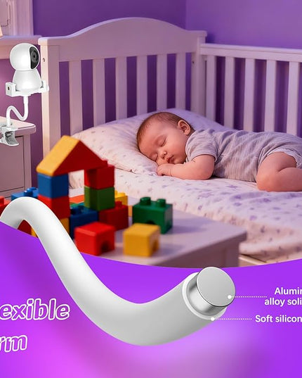 Baby Monitor Mount - Universal Adjustable Monitor Flex Stand for Hello Baby, Nanit Pro, Infant Optics, VTech & Most Baby Monitors - Detachable Arm Camera Clip Mount with Cute Stickers for Crib