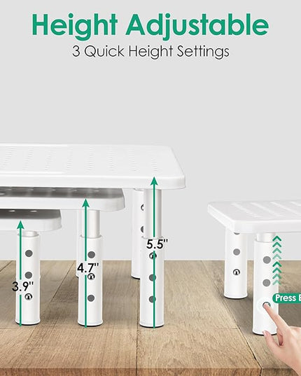 La Jaco Monitor Stand Riser, 3 Height Adjustable Monitor Stand with Pen Holder, Dual Monitor Riser Laptop Riser for Office, Home, School Supplies, 1 Pack, White