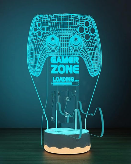 Light up Headset and Controller Stand, 16 Colors 3D LED Lights Gamepad Headphone Holder with Remote Control, Game Controller Hanger for All Universal Gaming PC Accessories