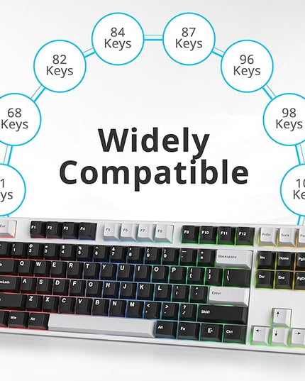 WOB Cherry Profile Black White PBT Keycaps, 168 Key Custom Keycap, Minimalist Key caps Set for Cherry MX Switches Mechanical Keyboard (WOB Black & White)