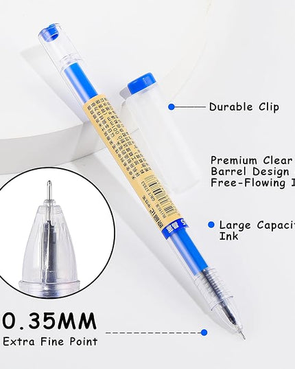 RIANCY Black Blue Red Gel Ink Pens, 0.35mm Extra Fine Point Smooth Writing Rollerball Pens, Japanese Style No Smudge Ballpoint Pen, Quick Drying for Journaling Office School Stationery Supplies 12Pcs