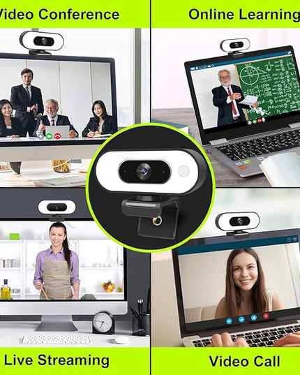 Webcam with Ring Light Microphone - Streaming Web Camera, 1080P Full HD Pro Camera for PC Mac Laptop Desktop, USB Computer Webcam with Privacy Cover and Tripod for Zoom Meeting Skype Teams Twitch