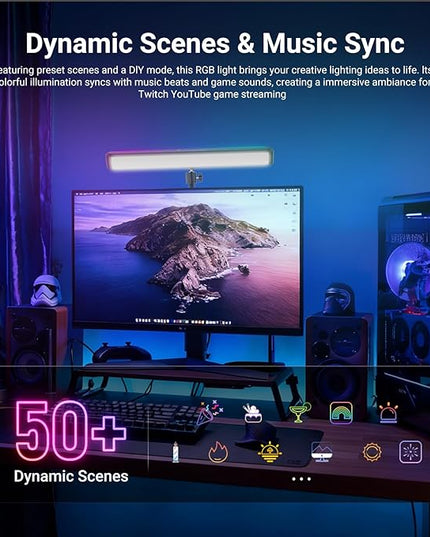 NEEWER Dual Sided RGB LED Streaming Key Light, Smart Desk Lamp Compatible with Alexa Google Assistant for Gaming Video Conference, 16 Million Colors, 2700K-7000K/CRI97+ Studio Tube Lighting, NG01