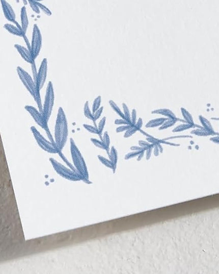 Minted Framed In Floral Stationery Cards, 10 Count, Blank Cards and Envelopes For Thank You Notes, Invitations & Handwritten Messages, Note Cards & Stationery Set, Gifts for Women, Blue Color Theme