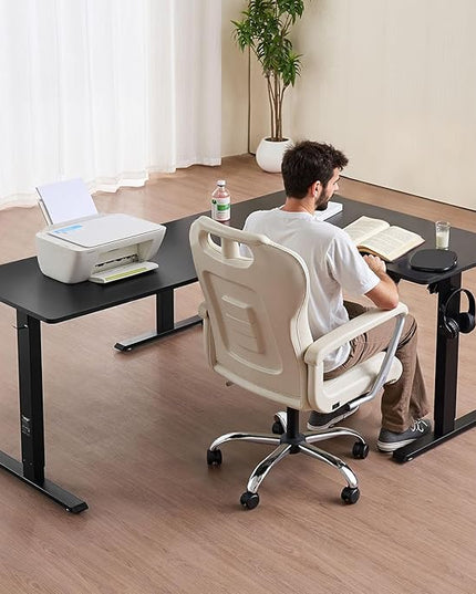 VEVOR L Shaped Standing Desk 71 x 47 inch, 3 Memory Height Adjustable, Electric Corner Standing Desk with Dual Motor, 2 Hooks & Cable Hole, Heavy Duty Carbon Steel Sit Stand Computer Workstation Table