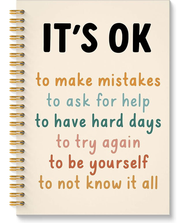 It's Okay to Mental Health Spiral Notebook, Inspirational Therapy Journal, Guided Journal for Mental Health, Psychology Gifts Journals Notebook, 5.5x8.3 Inch