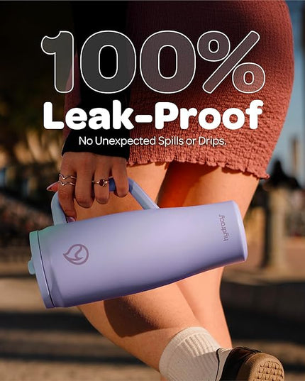 Hydracy Soulmate 40oz Tumbler with Handle and Flip Straw - 100% Leakproof Reusable Insulated Cup with Stainless Steel Straw - Cupholder Friendly Rubber Base Travel Mug - Lilac Haze