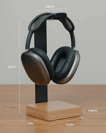 Universal Headphone Stand for Desk, Solid Wood Gaming Headset Stand, Heavy Duty Wooden Headphones Holder, Compatible with Airpods Max and More