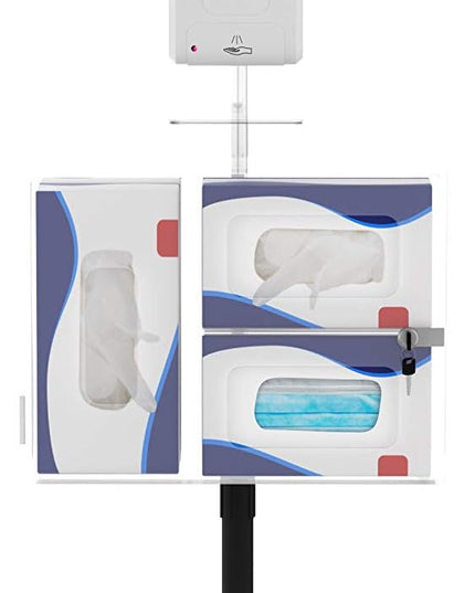 Compact Security Stand - CTA Secure Gooseneck Floor Stand with Sanitizing Station & Automatic Soap Dispenser for, iPad 7th/ 8th/ 9th Gen 10.2" & Other 7-13" Tablets (PAD-SCGSST)