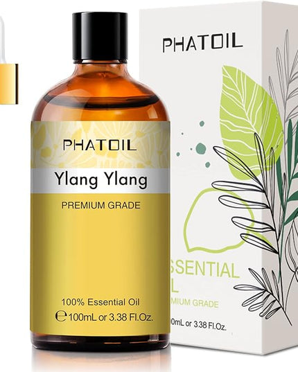 PHATOIL 100ML Ylang Ylang Essential Oil, Premium Essential Oils for Diffuser, Humidifier, 3.38fl.oz Scented Oils for Soap, Candle Making