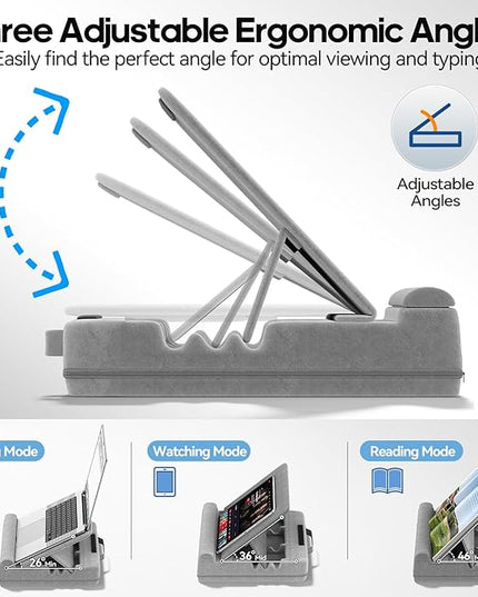 Heyife Laptop Desk for Lap with Cushion, Computer Lap Desk Laptop Pillow for Couch, Bed, Car, Adjustable Computer Pillow Stand As Carrying Case for up to 15'' PC/Mac, Tablet, iPad, Kindle, Gray