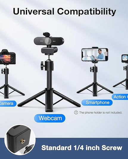 EMEET NOVA 4K Webcam with Tripod - 4K UHD, PDAF Autofocus, Adjustable Heights with 360° Swivel Head, 2 Noise-Cancelling Mics, USB Plug&Play, Privacy Cover, Ideal for Online Meetings&Live Streaming