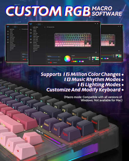 Aula F87 Pro Gaming Keyboard, Tri-Mode BT5.0/2.4GHz/USB-C Hot-Swappable RGB Wireless Mechanical Keyboard, Gasket Mount, 8000mAh, for Windows/Mac Gamer & Typists（LEOBOG Gray Wood Switch V4）