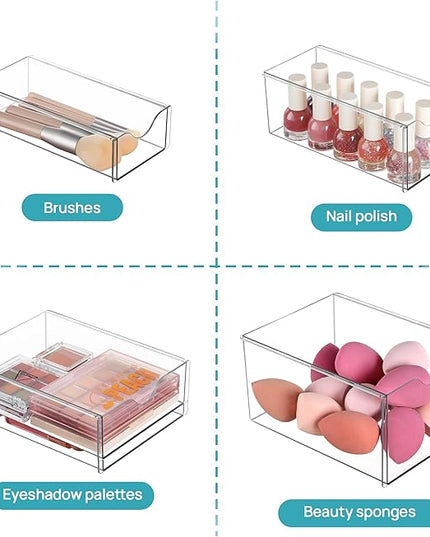 Vtopmart Acrylic Organizer with 8 Drawers, Desk Organizers and Accessories, Clear Makeup Organization, Dustproof Storage Drawers for Office Art Craft Supplies