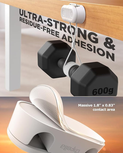 Magnetic Cable Clips - Chfeila 4Pack [Dual Slot] [360°Rotating & Twist-Lock] Cord Management, Adhesive Phone Charging Keeper, Wire Organizer Holder for Nightstand, Home Office Desk Accessories Decor