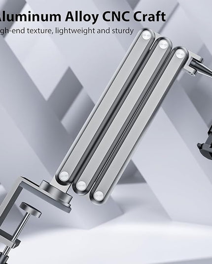 KU XIU Aluminum Alloy Tablet Stand for Desk, Adjustable Foldable Arm Holder Mount Compatible with iPad 10/9th, iPad 13/12.9/11'' Pro Air Mini, Portable Monitor 7-15.6'', Samsung Galaxy Tab S9/FE/A9/S6